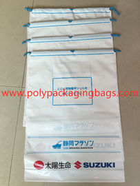 Extra Large Capacity White PE String Bag / Drawstring Pocket Simple And Generously Printed Clothes Bag