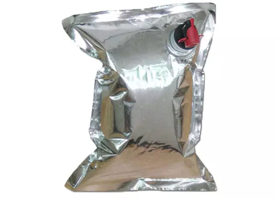 Reusable Silver Red Wine Quad Seal Bag Aluminium Foil Plastic Beverages Liquid
