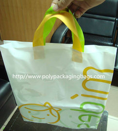 White Plastic Gift Bags With Custom Logo / Loop Handle Polythene Bags For Promotion