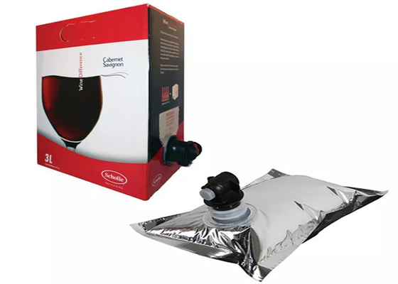 Nước lỏng Nước ép trái cây vô trùng Túi nhựa trong hộp Rượu vang đỏ 5L có van / Spigot