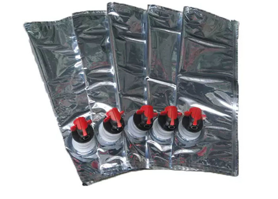 Tái sử dụng bạc đỏ rượu vang đỏ Túi Quad Seal Lá nhôm Đồ uống bằng nhựa Túi BIB lỏng có vòi