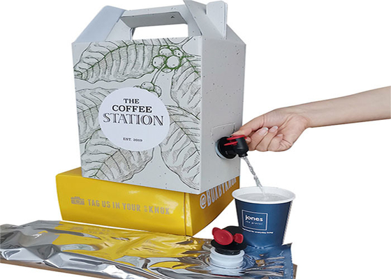 OEM 1L / 2L / 3L Nước ép cà phê Rượu lỏng Túi BIB trong hộp đựng có tay cầm và vòi