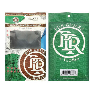 Túi đóng gói bằng nhựa có khóa kéo ba mặt niêm phong bằng lá bạc có thể tái niêm phong tùy chỉnh, có cửa sổ trong suốt, giữ ẩm cho xì gà lá tự nhiên