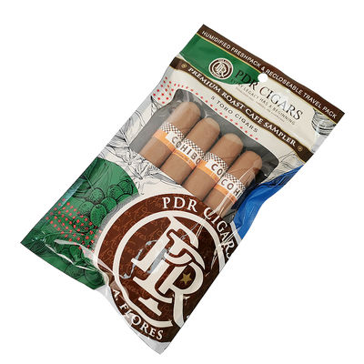 Túi đóng gói bằng nhựa có khóa kéo ba mặt niêm phong bằng lá bạc có thể tái niêm phong tùy chỉnh, có cửa sổ trong suốt, giữ ẩm cho xì gà lá tự nhiên