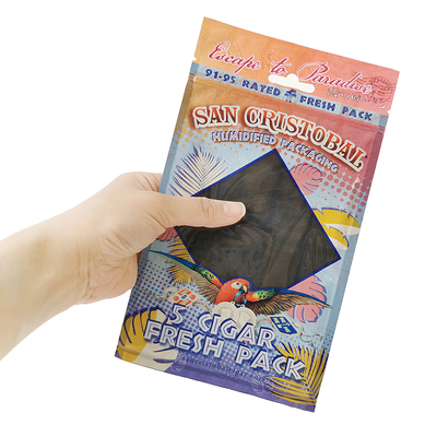 in ấn thêu tùy chỉnh túi xì gà ẩm Ziplock ẩm túi xì gà 5 xì gà gói đơn giản với cửa sổ rõ ràng đóng gói nhựa