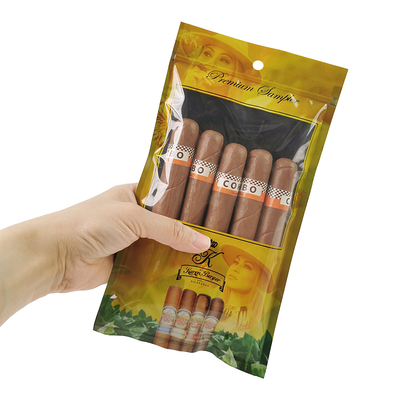 Nhập sẵn in Humidor gói nhựa ba mặt niêm phong Ziplock Cigar Bag Cigarillo Packaging Pouch Humidifier