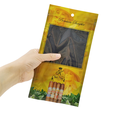 Nhập sẵn in Humidor gói nhựa ba mặt niêm phong Ziplock Cigar Bag Cigarillo Packaging Pouch Humidifier