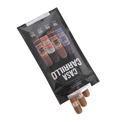 Hộp đựng xì gà du lịch bằng da cao cấp tùy chỉnh với máy tạo ẩm Túi giữ ẩm di động lót gỗ tuyết tùng Túi khóa zip kiểm soát độ ẩm