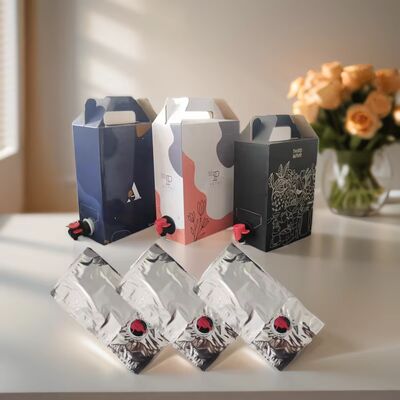 Túi BIB tùy chỉnh trong hộp có phụ kiện Tap Spout lý tưởng để đóng gói dầu nước ép rượu vang và các sản phẩm lỏng khác