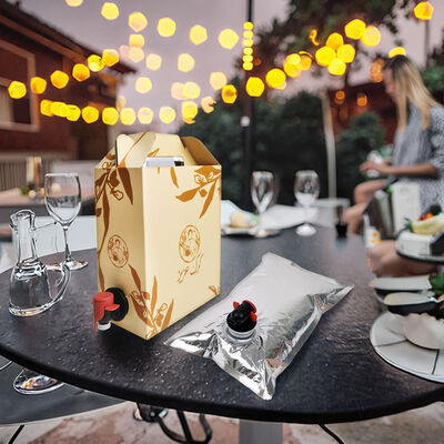 Túi BIB tùy chỉnh trong hộp có phụ kiện Tap Spout lý tưởng để đóng gói dầu nước ép rượu vang và các sản phẩm lỏng khác