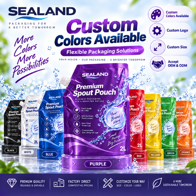 Spout pouches liquid packaging offering customizable sizes shapes and materials suitable for diverse product requirements