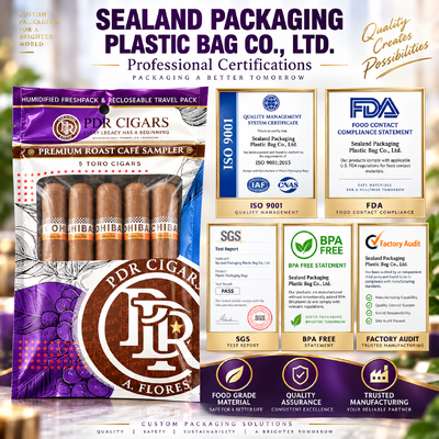 Cigars Volume Cigar Humidor Bags Featuring Ziplock Design And MOPP PE Material Structure Suitable For Travel And Daily