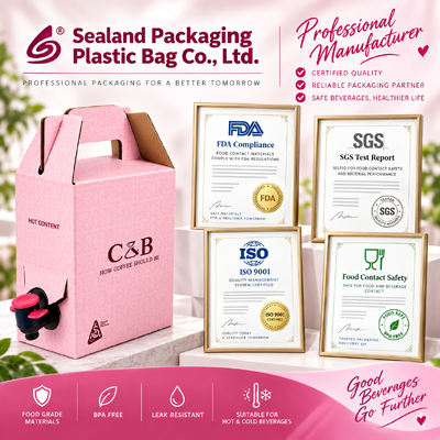 Thiết kế hình chữ nhật bằng nhựa Bag In Box được chứng nhận ISO phù hợp với đóng gói chất lỏng trong lĩnh vực thực phẩm, đồ uống và hóa chất
