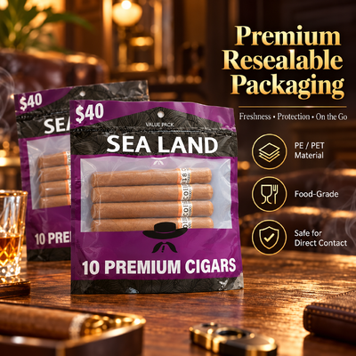 Ziplock Design Cigar Humidor Bags Made From OPP LDPE Laminated Material And Food Grade TPU PE Offering Durable Protection