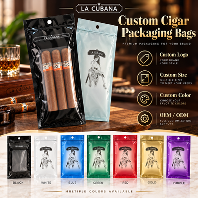 Túi xì gà nhựa MOPP PE chứa từ 5 đến 20 điếu xì gà tùy thuộc vào kích thước, bao bì nhẹ, bền, được thiết kế để bảo quản xì gà lâu dài