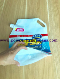 Túi đựng chất tẩy rửa có thể tái sử dụng PET có vòi ở góc và tay cầm bên