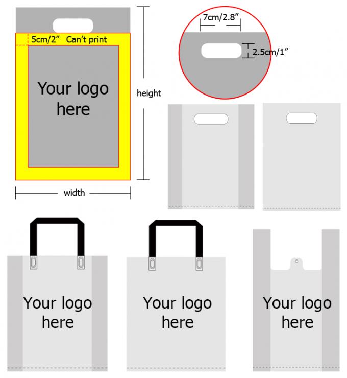 Miếng dán cắt bằng nhựa HDPE / LDPE tùy chỉnh Túi bán lẻ bằng nhựa có Logo riêng