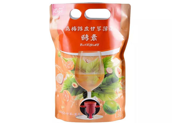 Nước ép rượu vang đỏ 1.5L Chất lỏng đứng lên Túi vòi BIB Vòi hút cầm tay có vòi