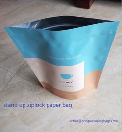 Túi thực phẩm khô Ziplock / Túi giấy thủ công có in ống đồng