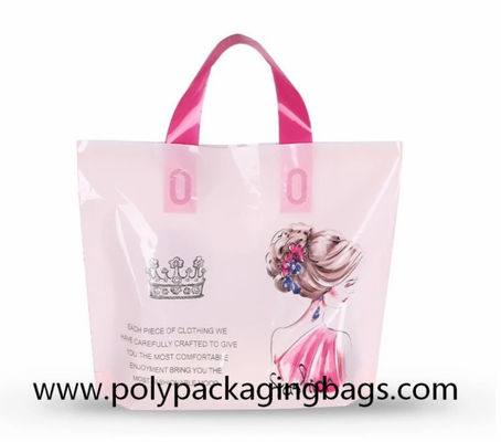 Túi mua sắm bằng nhựa 100 microns với tay cầm vòng mềm